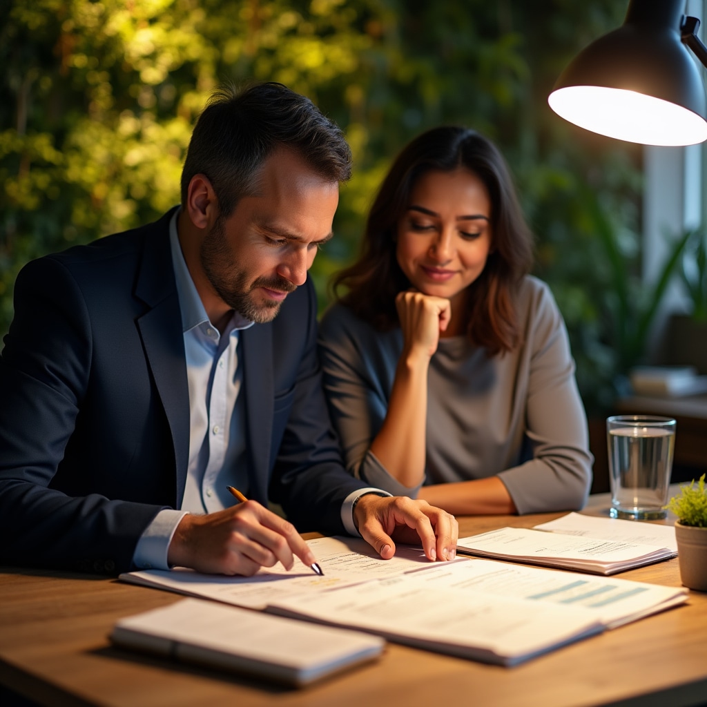 Career consultant working with client in modern office setting